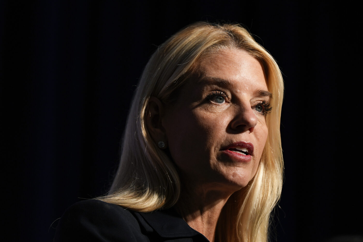 Attorney General Pam Bondi speaks at a news conference at the Drug Enforcement Administration, Tues...