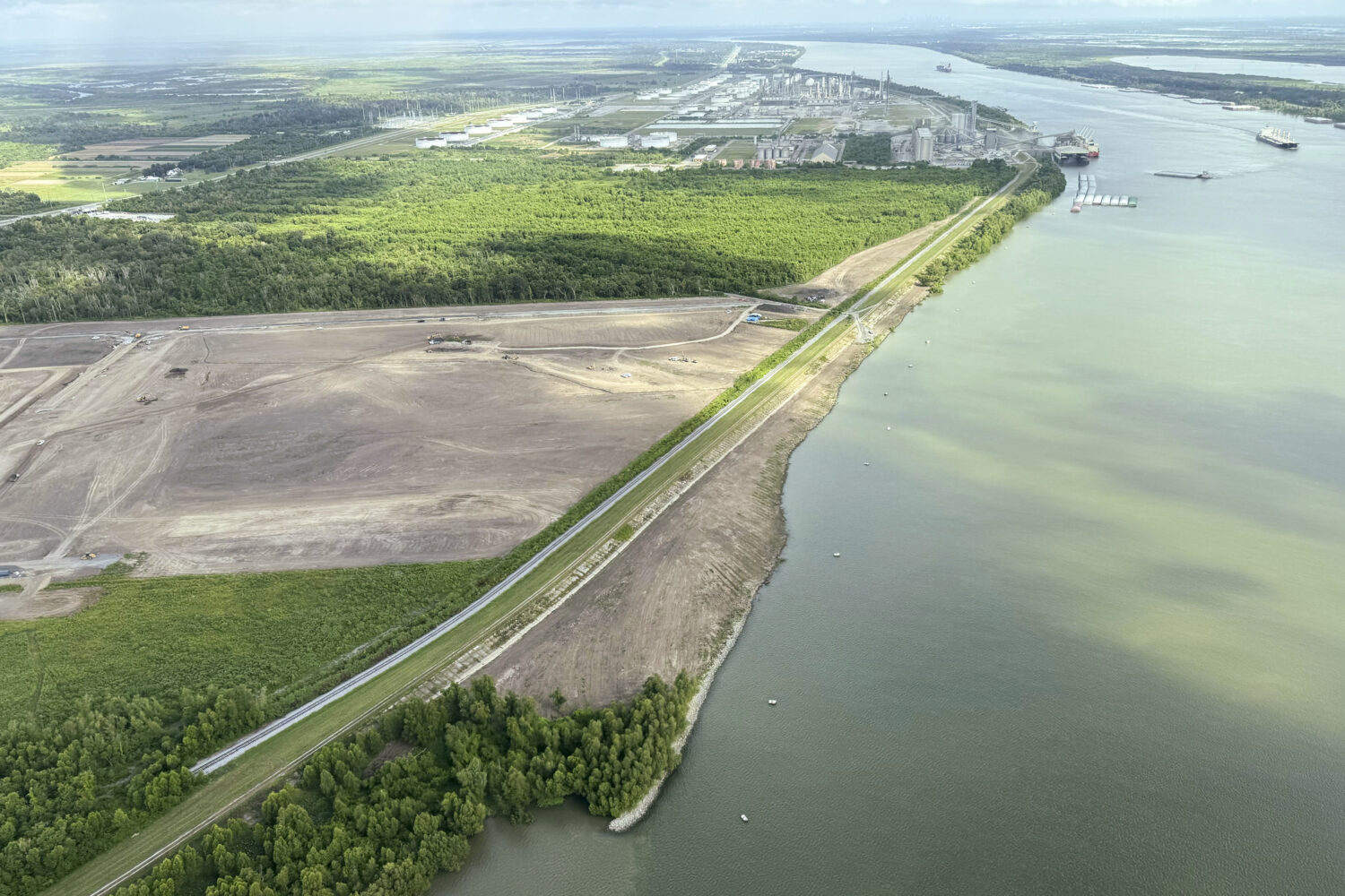 FILE - The nearly $3 billion Mid-Barataria Sediment Diversion project along the Mississippi River, ...