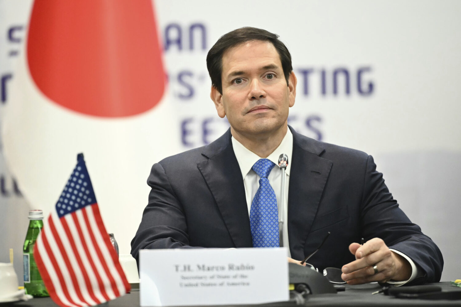 U.S. Secretary of State Marco Rubio attends a meeting with Japan's Foreign Minister Takeshi Iwaya a...