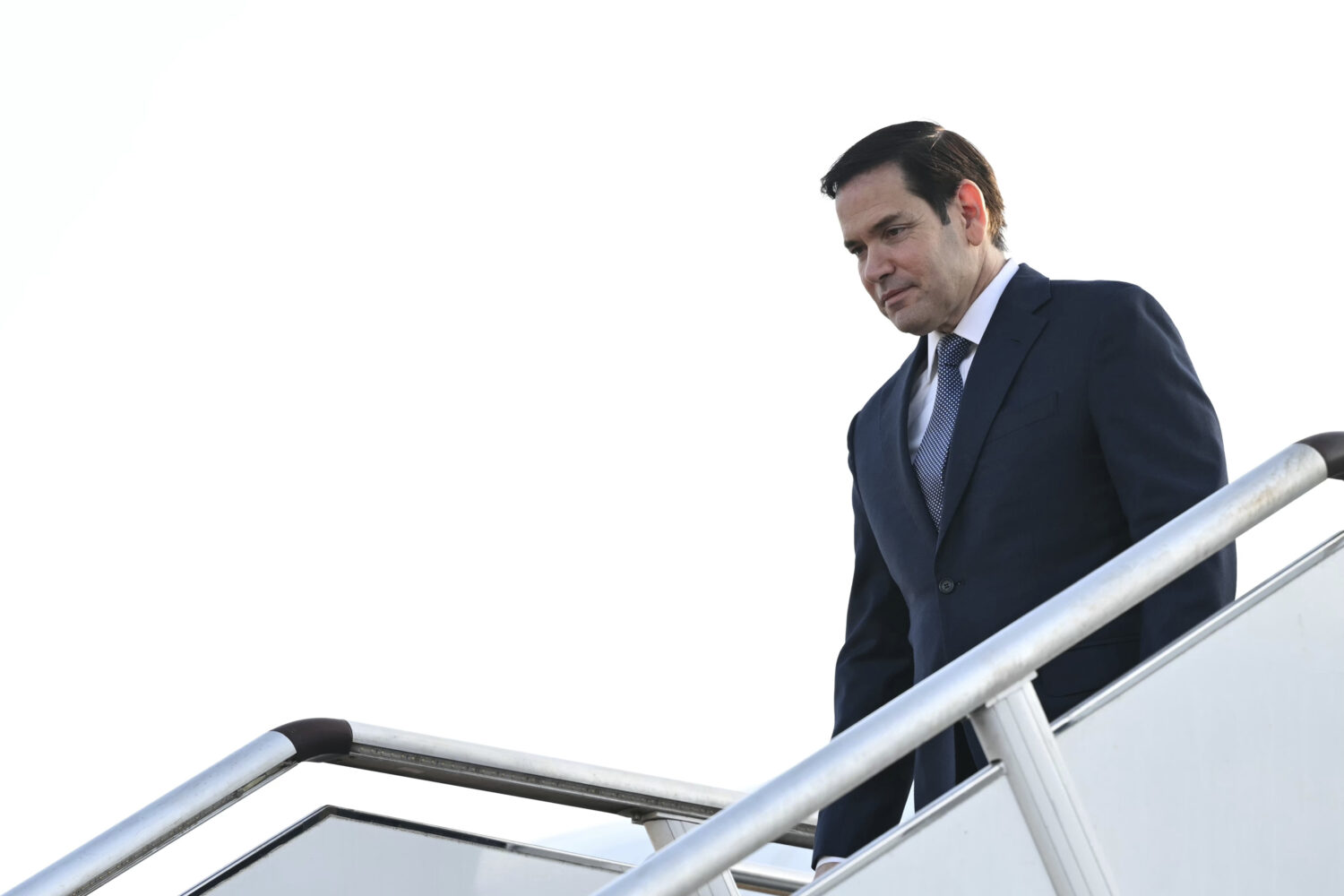 U.S. Secretary of State Marco Rubio, front, arrives at Subang Air Base, outside of Kuala Lumpur Thu...