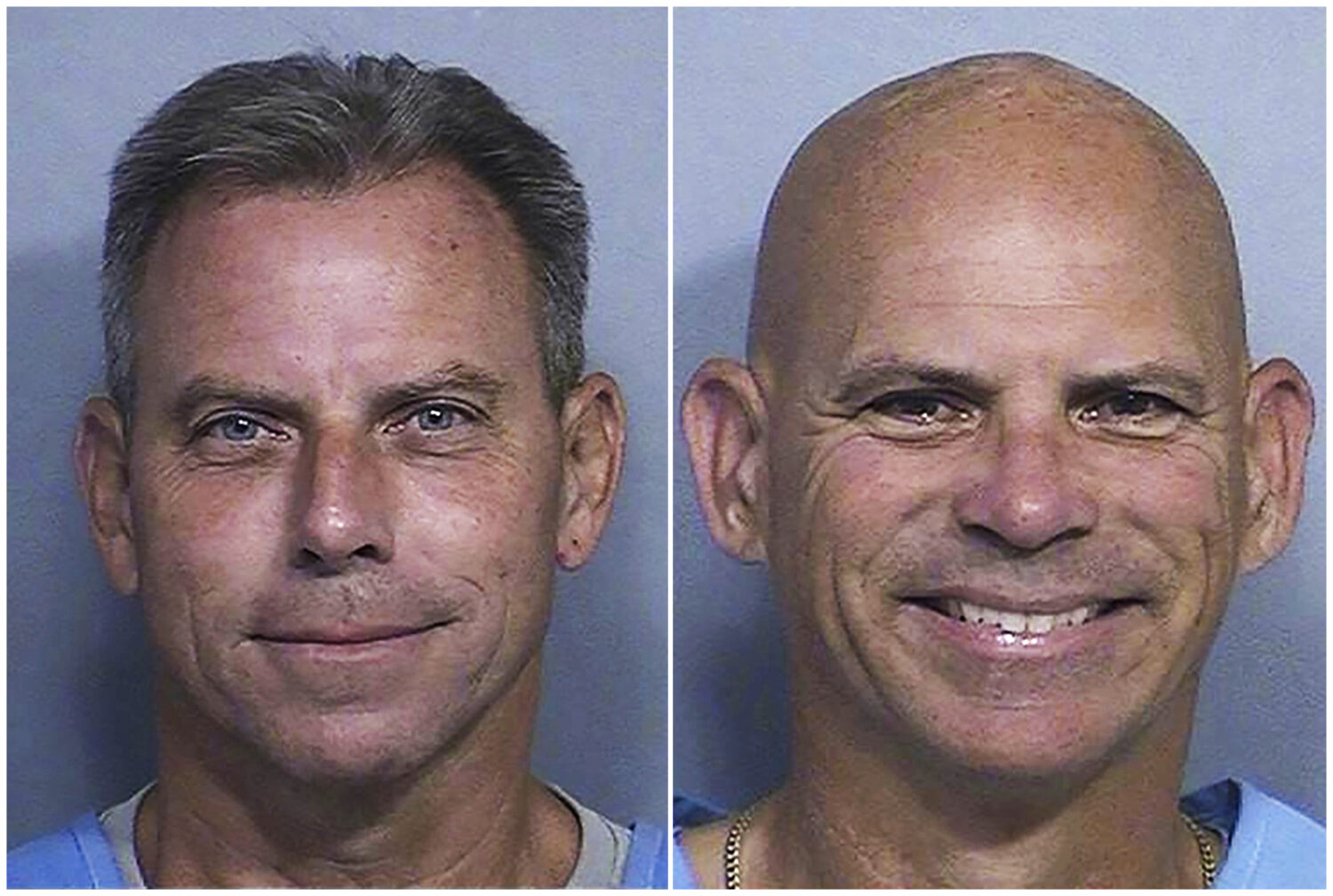 FILE - This combination of two booking photos provided by the California Department of Corrections ...