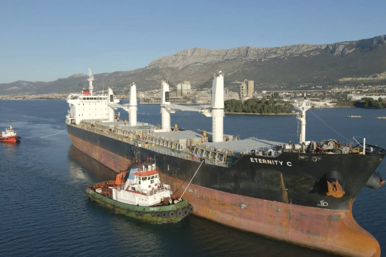 The Liberian-flagged bulk carrier Eternity C is seen in Split, Croatia, Jan. 30, 2023. (Sinisa Alji...