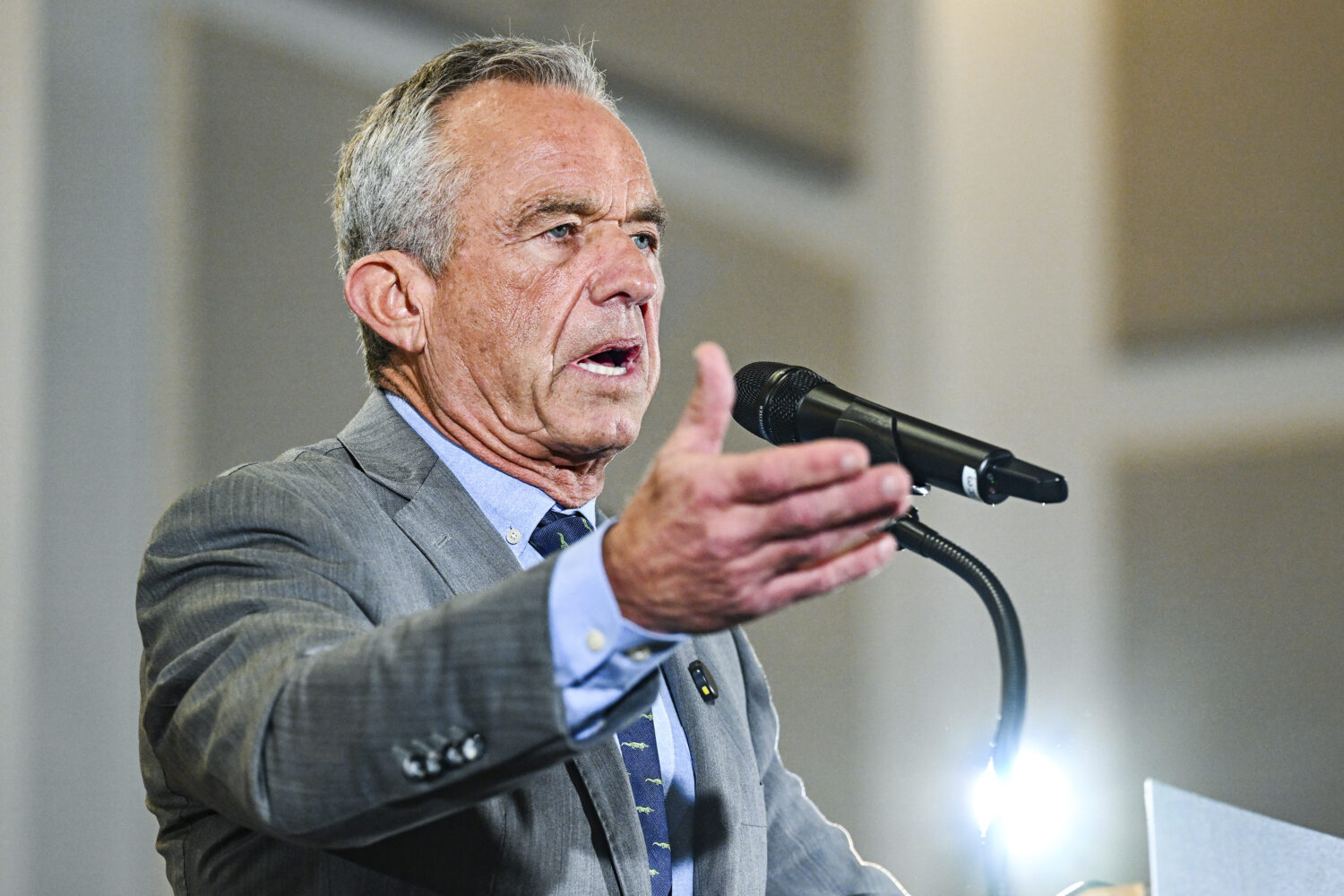 Health and Human Services Secretary Robert F. Kennedy Jr. speaks during a MAHA bill signing at Penn...