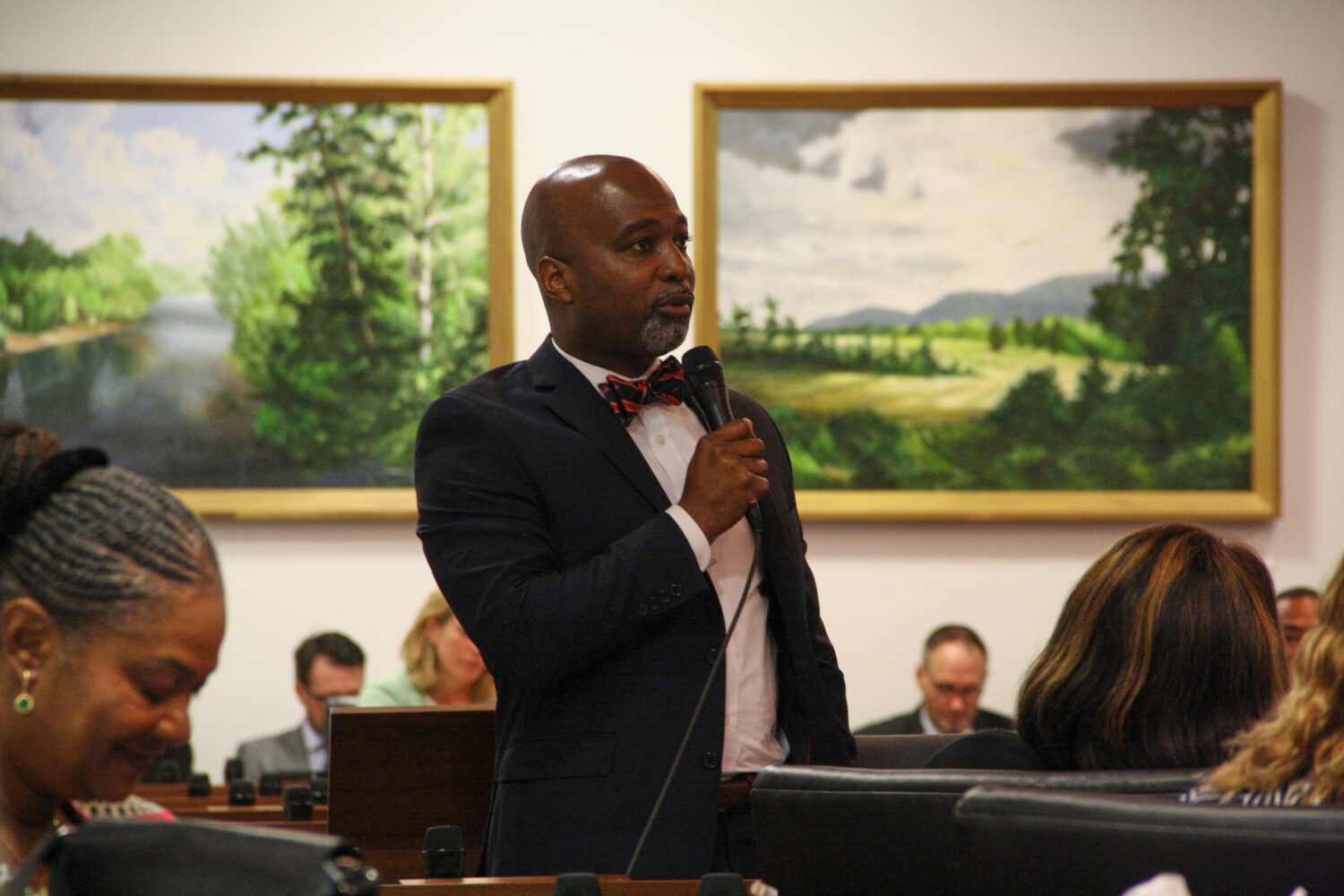 Rep. Zack Hawkins, D-Durham, speaks against an anti-DEI bill on the House floor in the North Caroli...
