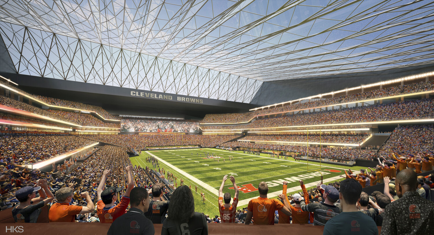 FILE - This artists rendering provided by HKS shows a proposed domed stadium for the Cleveland Brow...