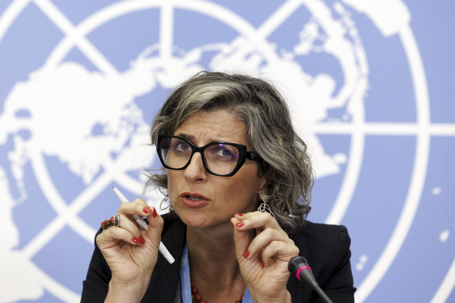 FILE - Francesca Albanese, Special Rapporteur on the situation of human rights in the Palestinian t...