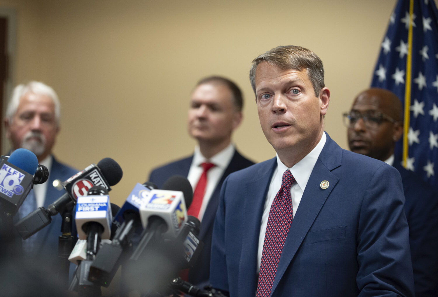 Acting U.S. Attorney Alexander C. Van Hook speaks during a press conference announcing the indictme...