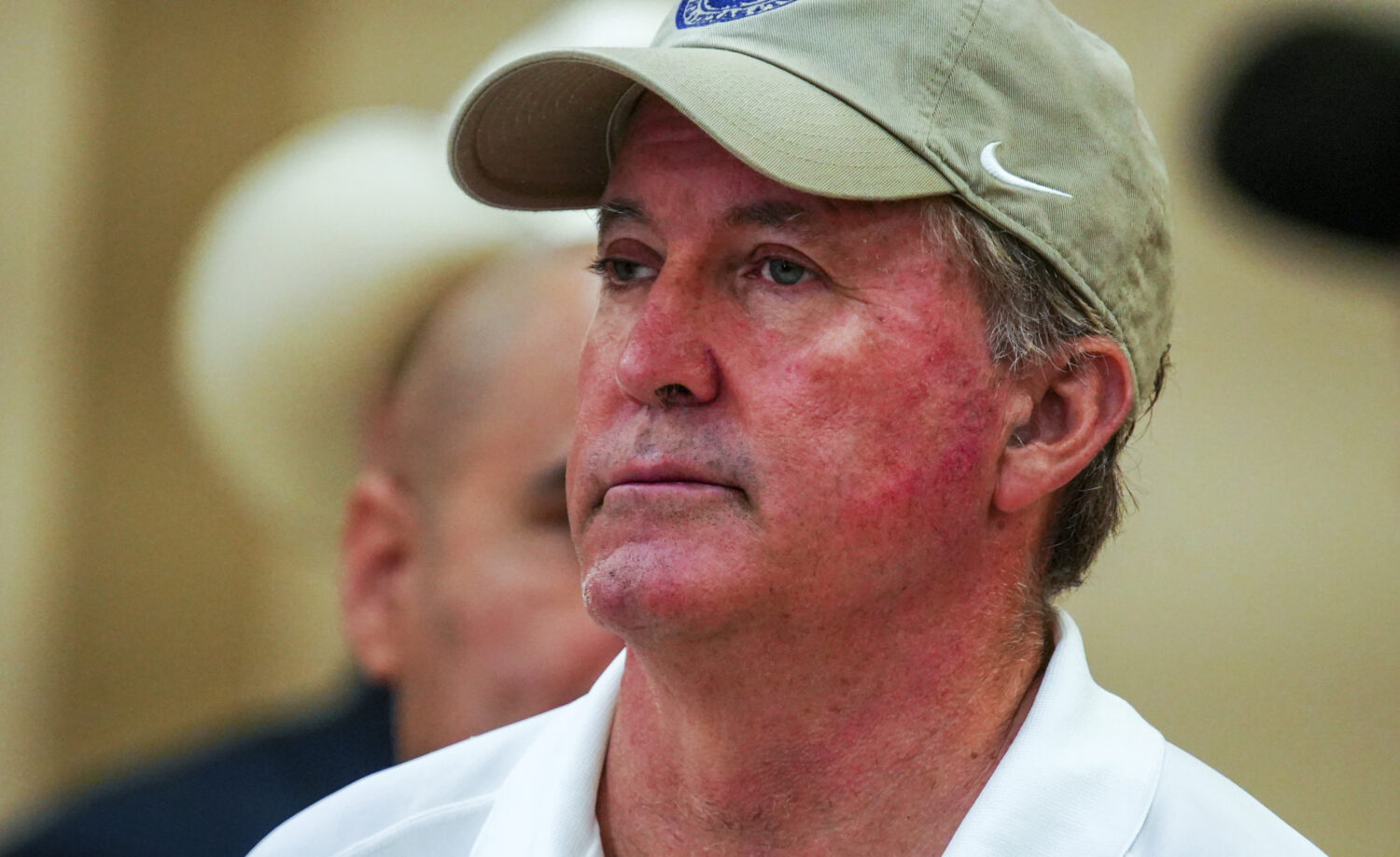 Texas Attorney General Ken Paxton attends a roundtable discussion at the Community Operations Cente...