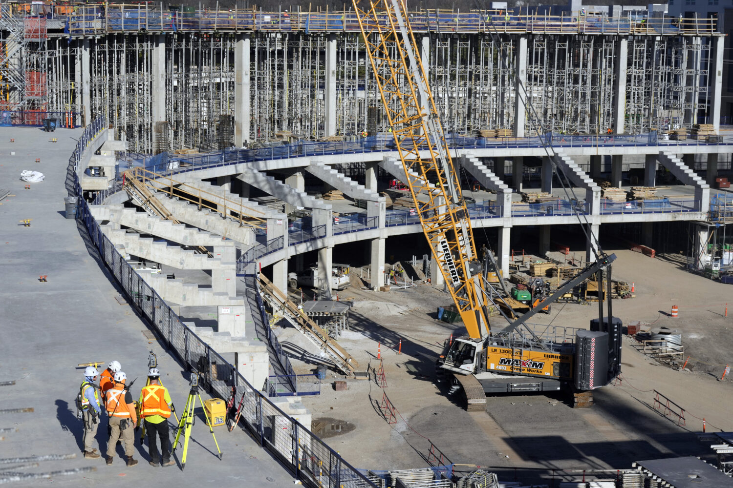 FILE - Construction continues on a new enclosed stadium for NFL football's Tennessee Titans, March ...