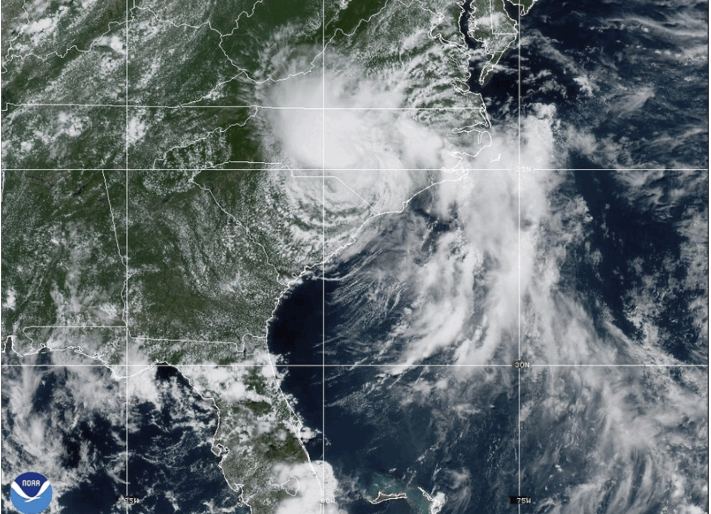 This image provided by the National Oceanic and Atmospheric Administration (NOAA) shows Tropical St...