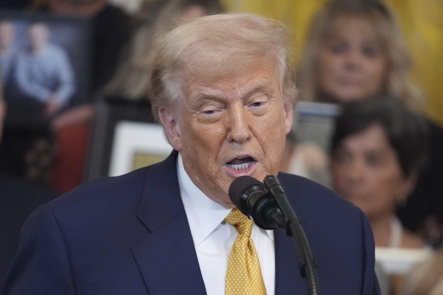 President Donald Trump speaks during a ceremony to sign the "Halt All Lethal Trafficking of Fentany...