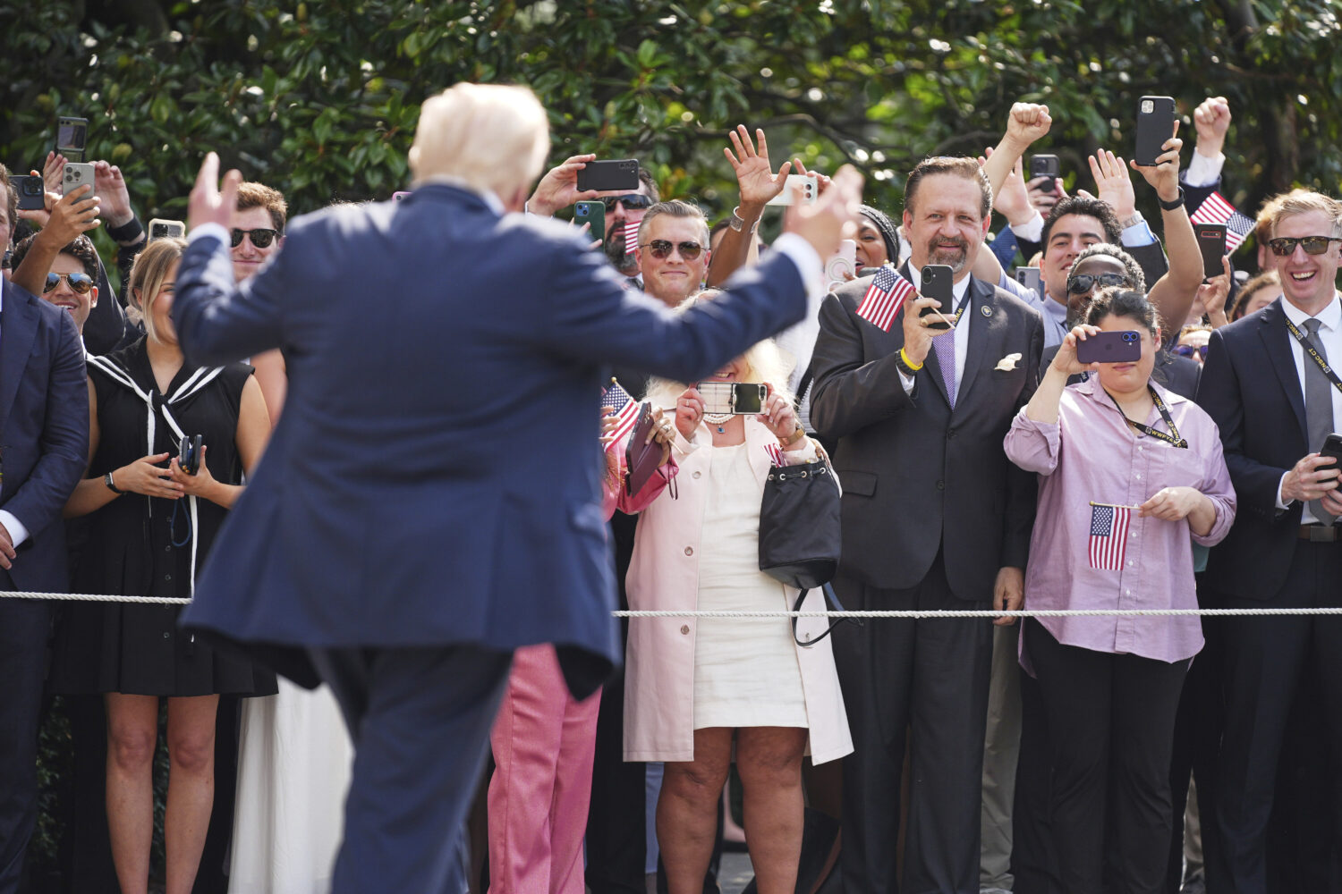 President Donald Trump departs the White House, Friday, July 11, 2025, in Washington. (AP Photo/Eva...
