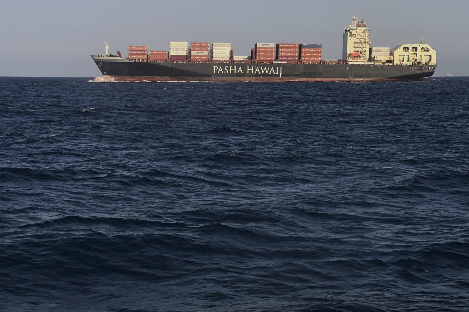 FILE - A cargo ship heads to Long Beach, Calif., in this June 19, 2025, file photo. (AP Photo/Rober...