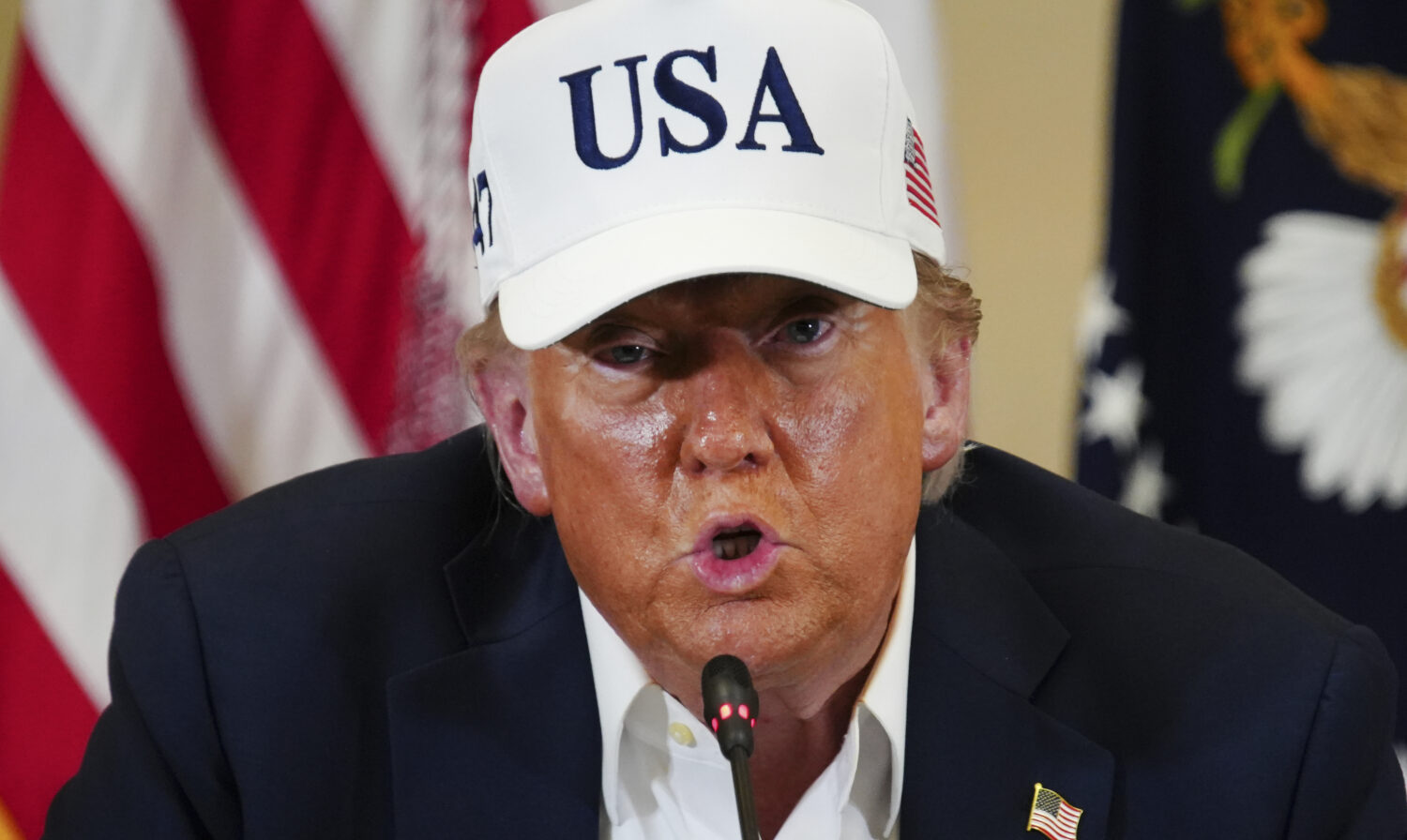 President Donald J. Trump speaks at a roundtable discussion at the Community Emergency Operations C...