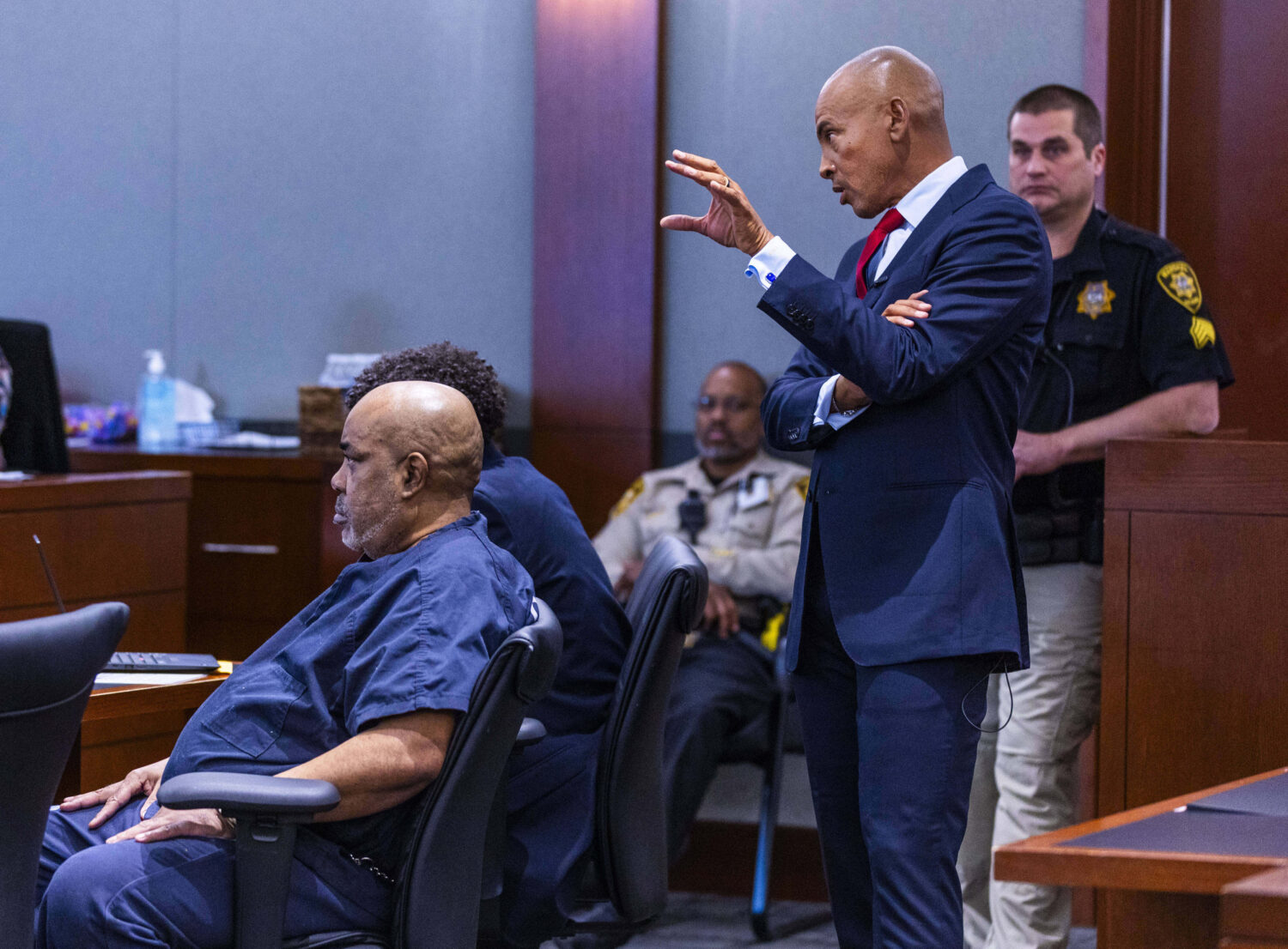 Defense attorney Carl Arnold speaks during a hearing on claims of juror misconduct in the jailhouse...
