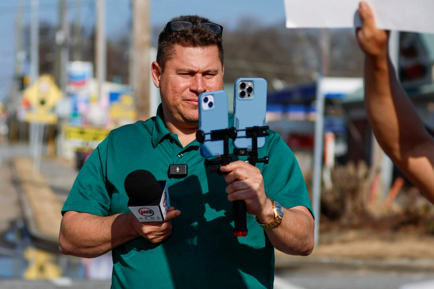 Mario Guevara, the metro Atlanta-based Spanish-language reporter, covers a protest against immigrat...