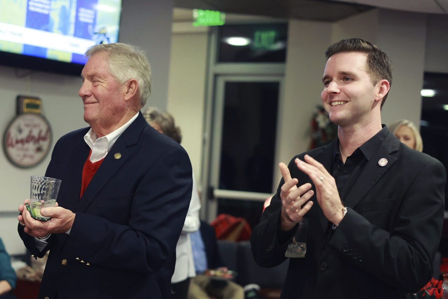 Pittsylvania County Board of Supervisors member Kenneth Bowman, left, and Danville council member L...