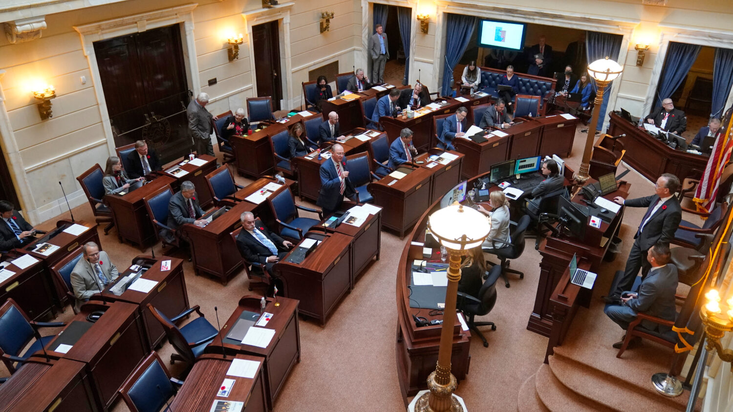 FILE - Utah Senate floor is shown, Nov. 10, 2021, at the Utah State Capitol, in Salt Lake City. (AP...