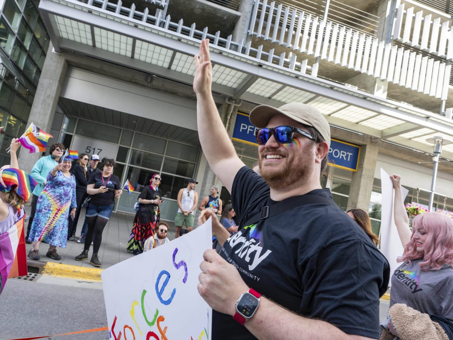 Tom Pittman, executive director of Identity Inc., walks in a Pride parade in Anchorage, Alaska, on ...