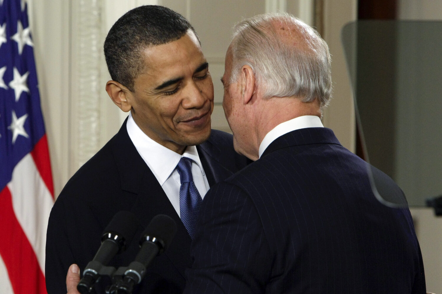 FILE - Vice President Joe Biden whispers "This is a big f------ deal," to President Barack Obama af...