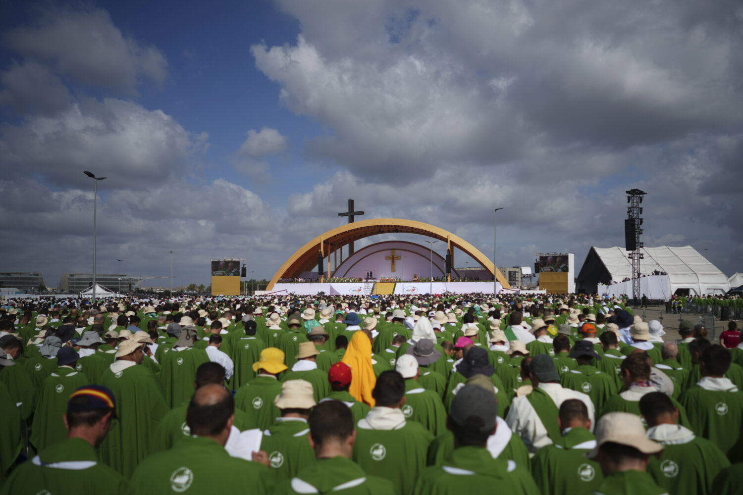 Pope Leo XIV holds a Mass with young people participating in the Youths Jubilee at the Tor Vergata ...