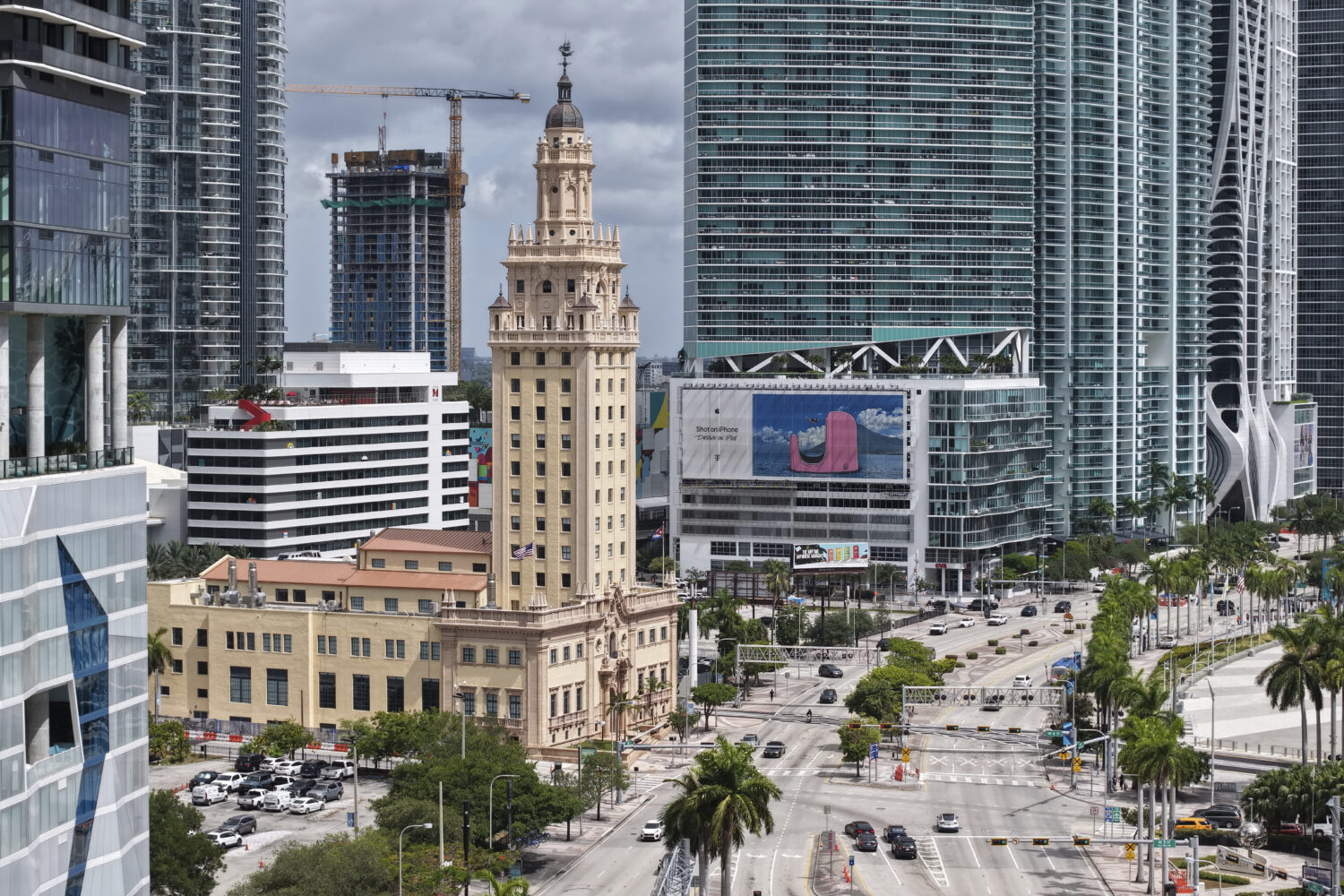 The Freedom Tower is seen in downtown Miami on Friday, Aug. 8, 2025. (AP Photo/Daniel Kozin)Credit:...