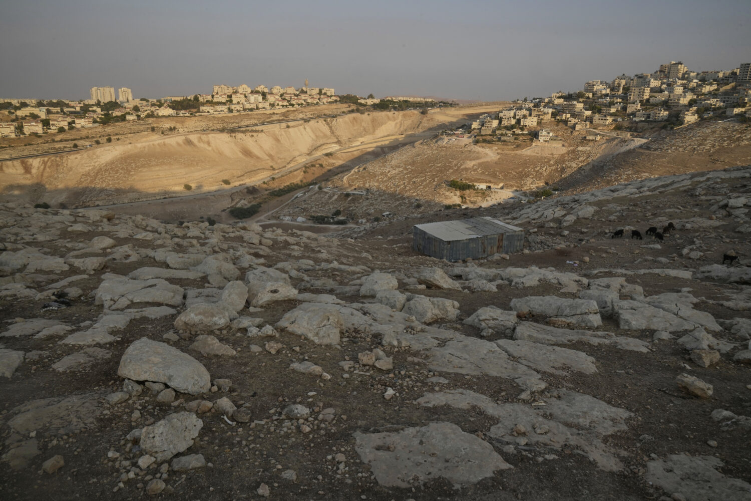 A general view shows the E1 area, an open tract of land east of Jerusalem, between the Israeli sett...