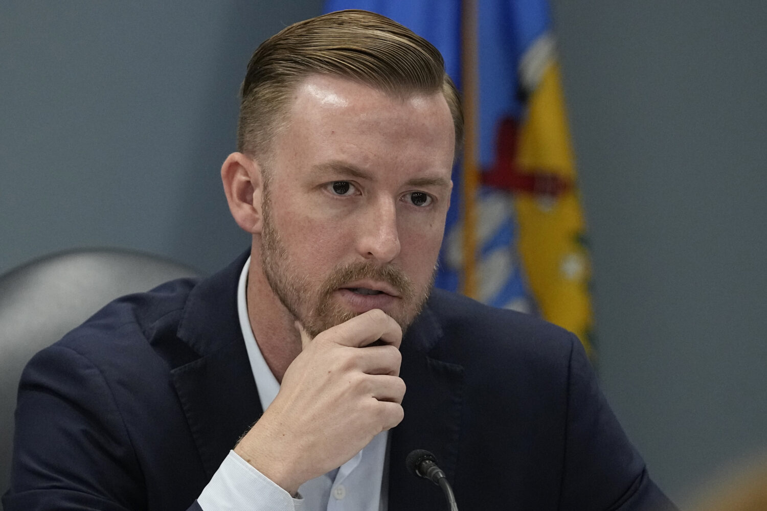 FILE - Oklahoma Superintendent of Public Instruction Ryan Walters speaks during a special state Boa...