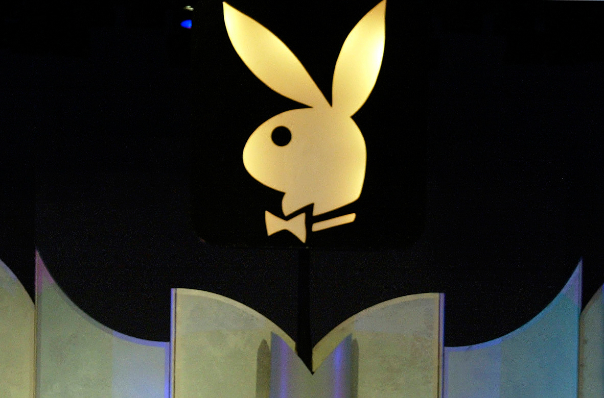 FILE - The Playboy logo is seen in Los Angeles, June 19, 2004. (AP Photo/Damian Dovarganes, File)Cr...