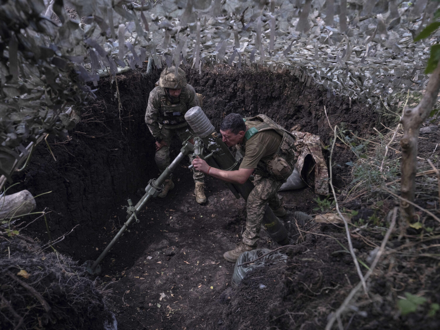 In this photo provided by Ukraine's 93rd Kholodnyi Yar Separate Mechanized Brigade press service, s...