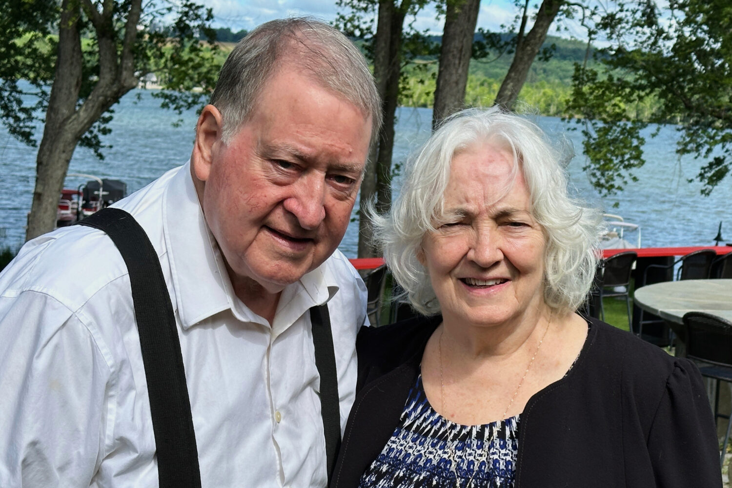 Gene and Christine Corrigan stand outside their restaurant, The Lake House Restaurant & Lodge, in R...