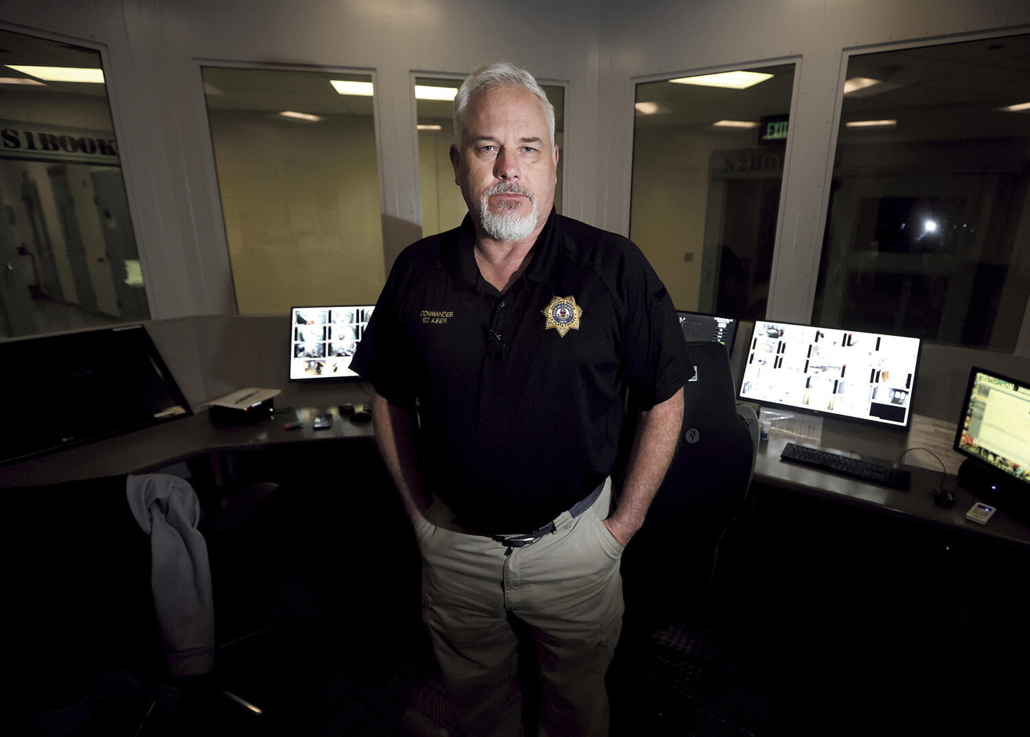 Edward Aber, former commander of the La Plata County, Colo., jail, stands inside the jail in Durang...