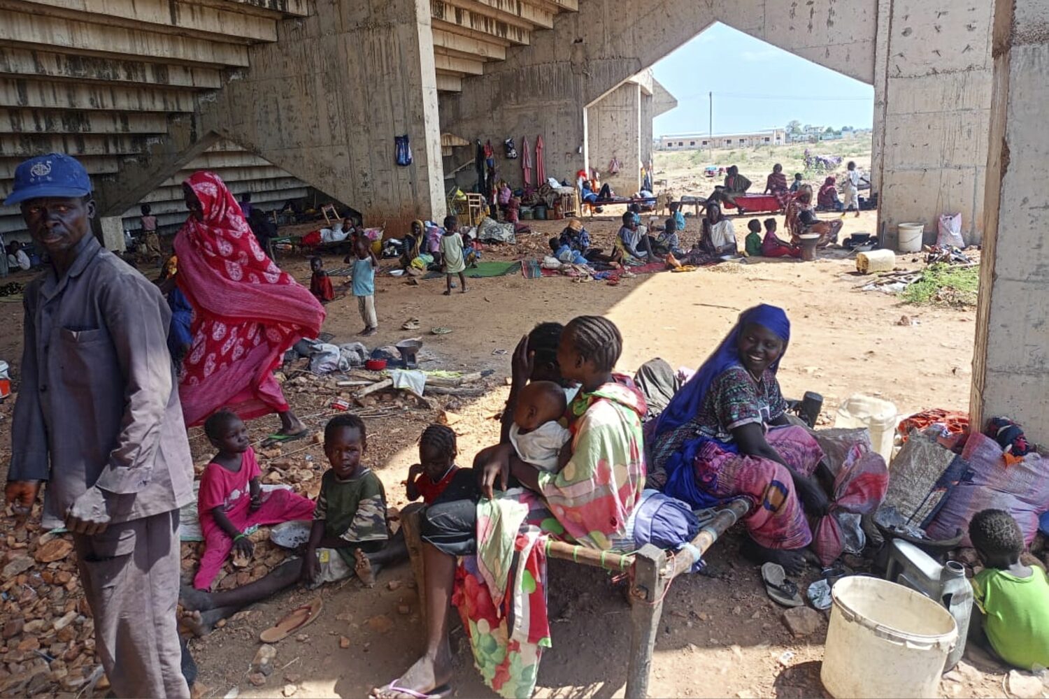 In this photo released by the NGO Mercy Corps, Sudanese families displaced by RSF attacks in Kordof...
