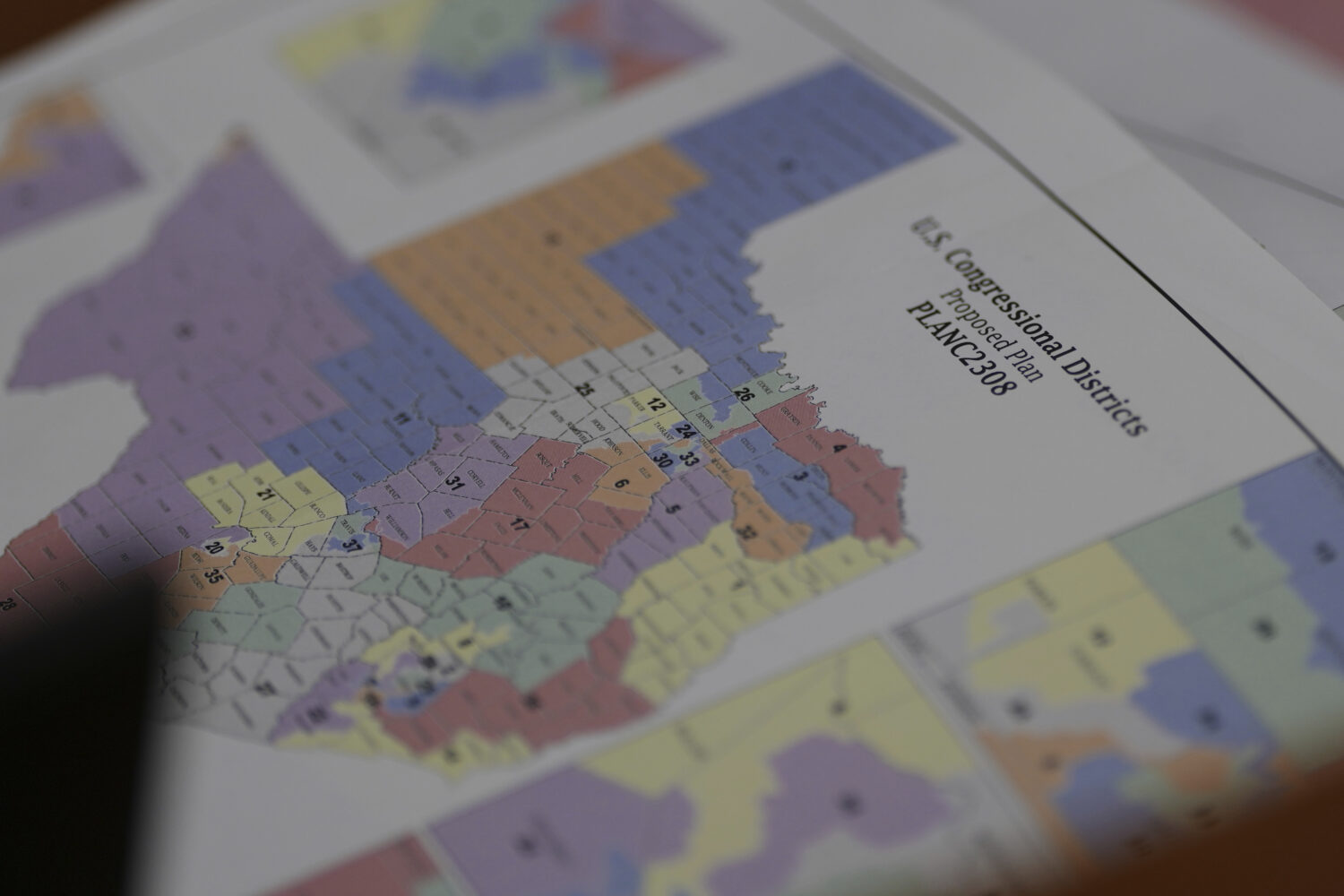 A map of U.S Congressional Districts proposed Plan is seen a Texas legislators' public hearing on c...