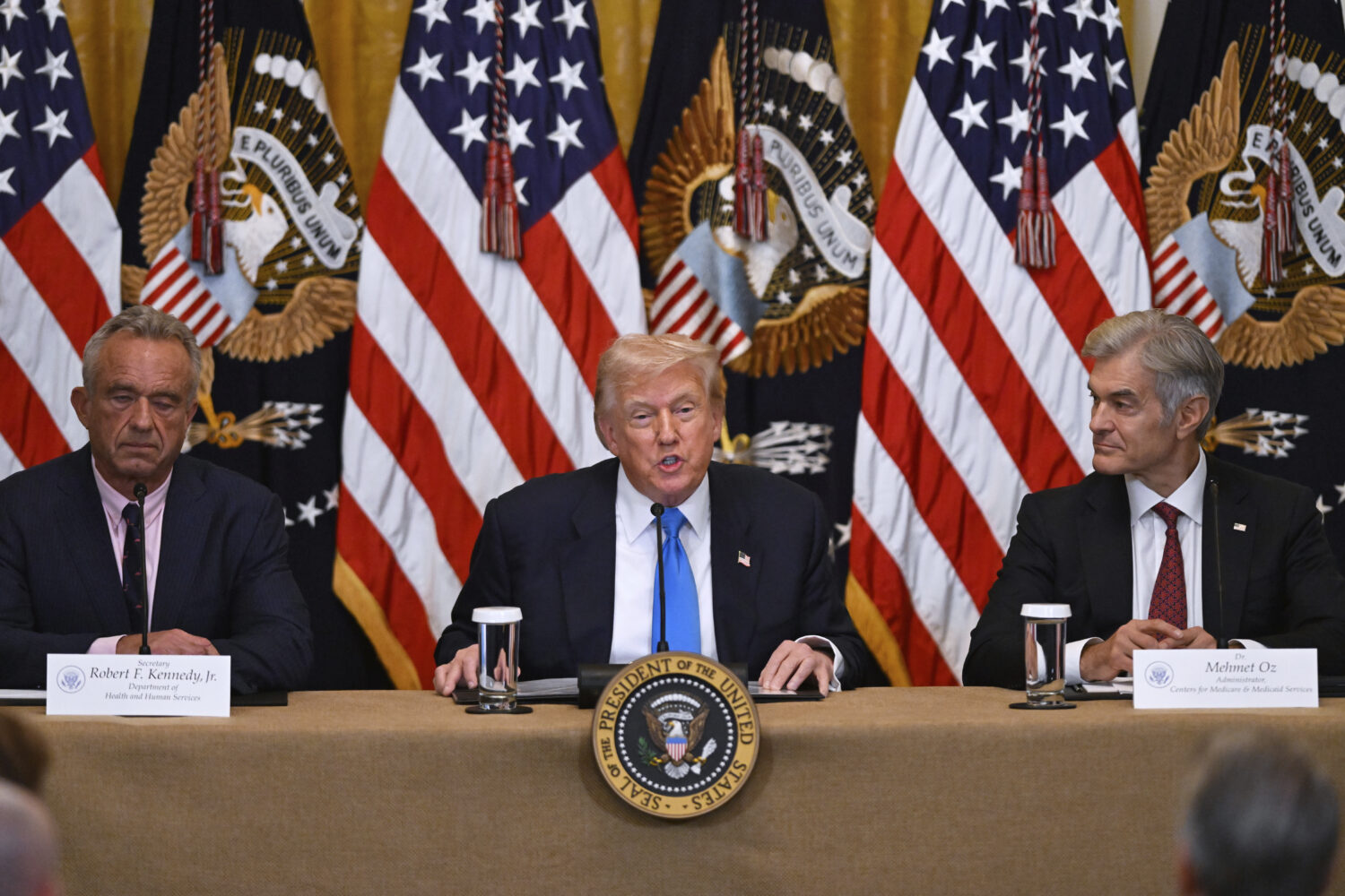 President Donald Trump speaks at an event to promote his proposal to improve Americans' access to t...