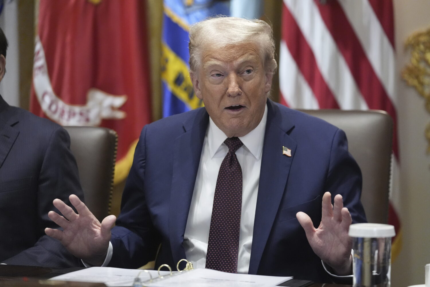 President Donald Trump speaks during a cabinet meeting, Tuesday, Aug. 26, 2025, at the White House ...