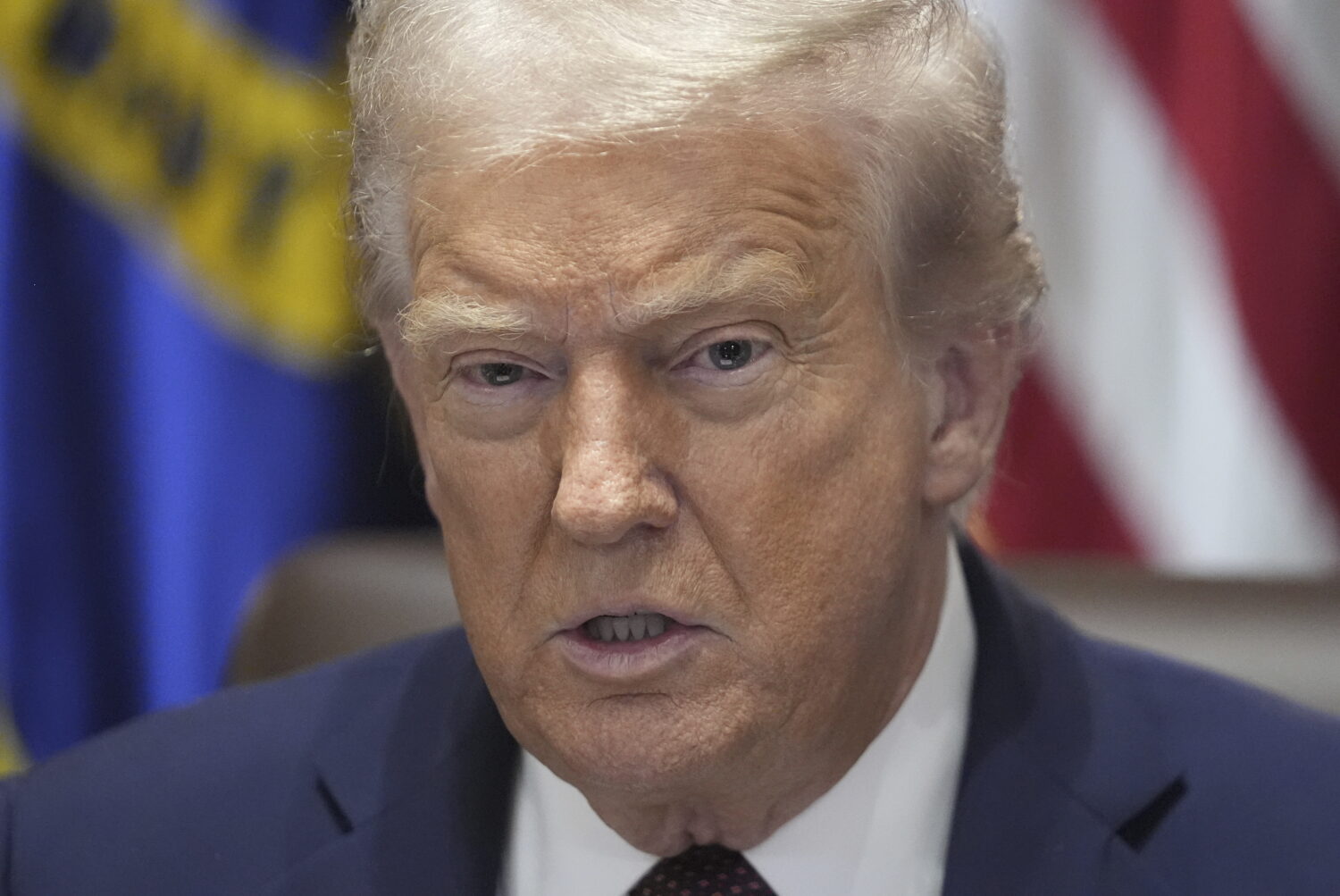 President Donald Trump speaks during a cabinet meeting, Tuesday, Aug. 26, 2025, at the White House ...