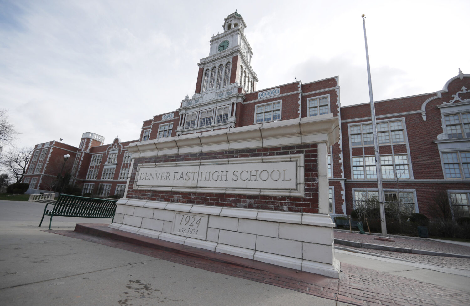 FILE — Denver East High School in Denver on April 17, 2019. (AP Photo/David Zalubowski, File)Cred...