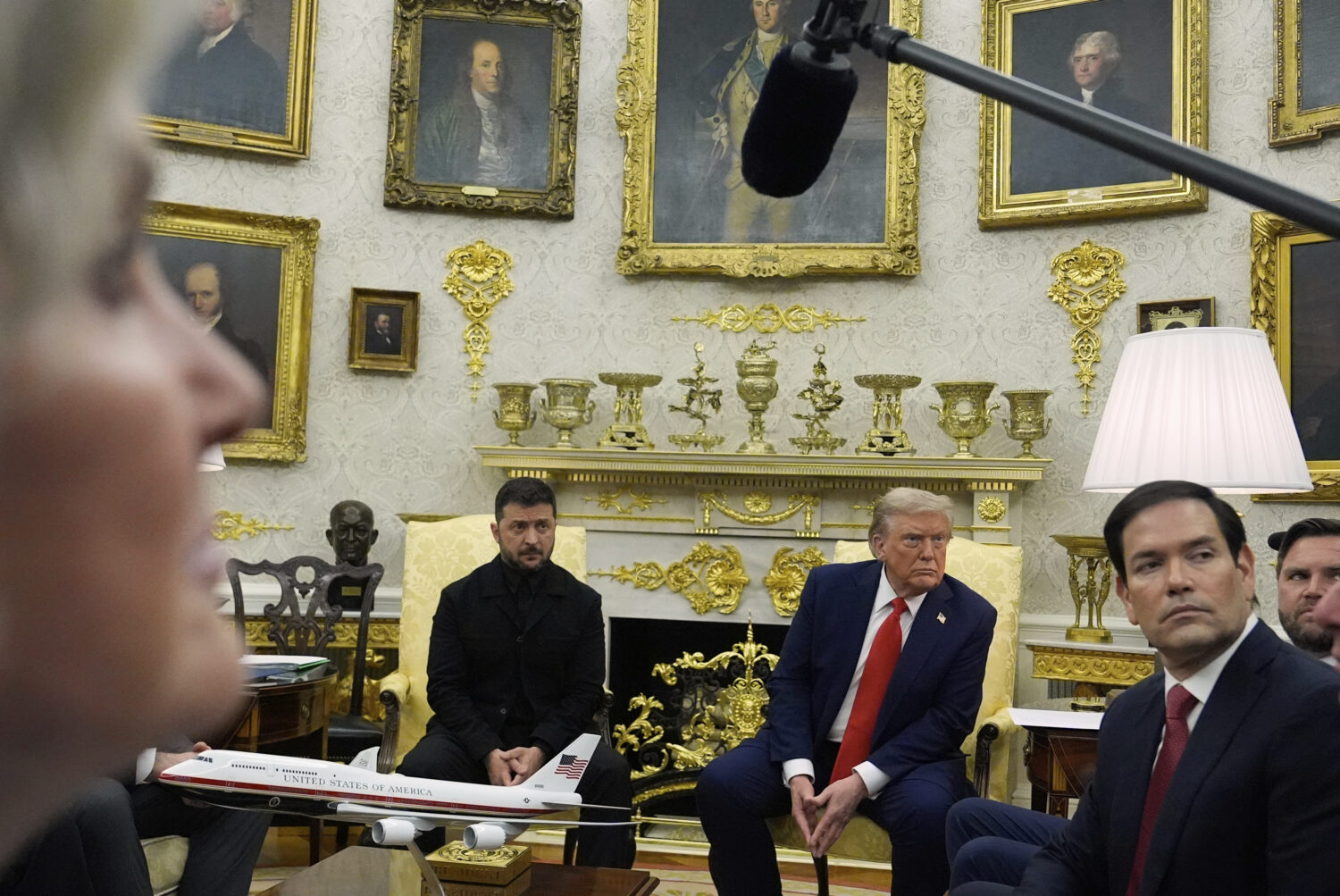 President Donald Trump meets with Ukraine's President Volodymyr Zelenskyy in the Oval Office at the...