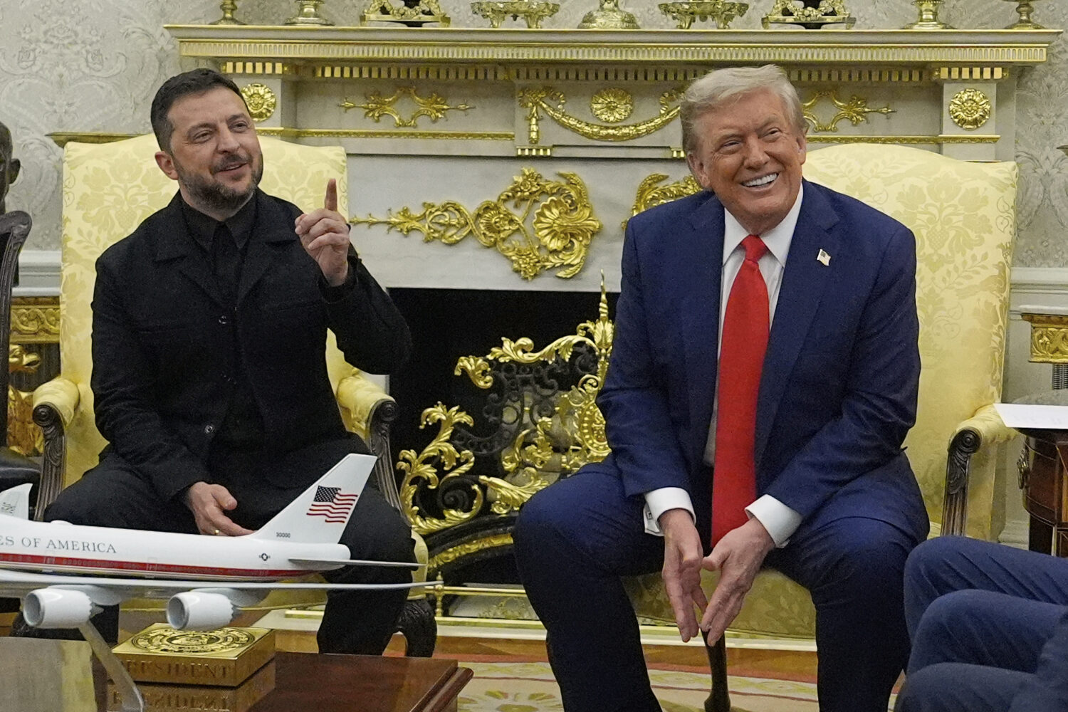 President Donald Trump meets with Ukraine's President Volodymyr Zelenskyy in the Oval Office at the...