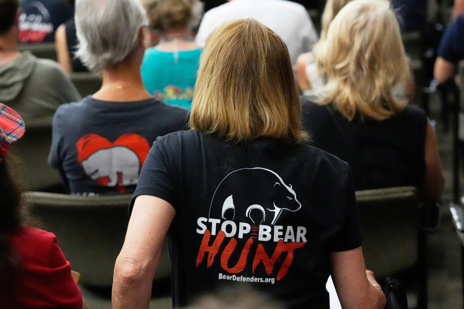 FILE - Citizens attending a Florida Fish & Wildlife Commission hearing about proposed bear hunting ...