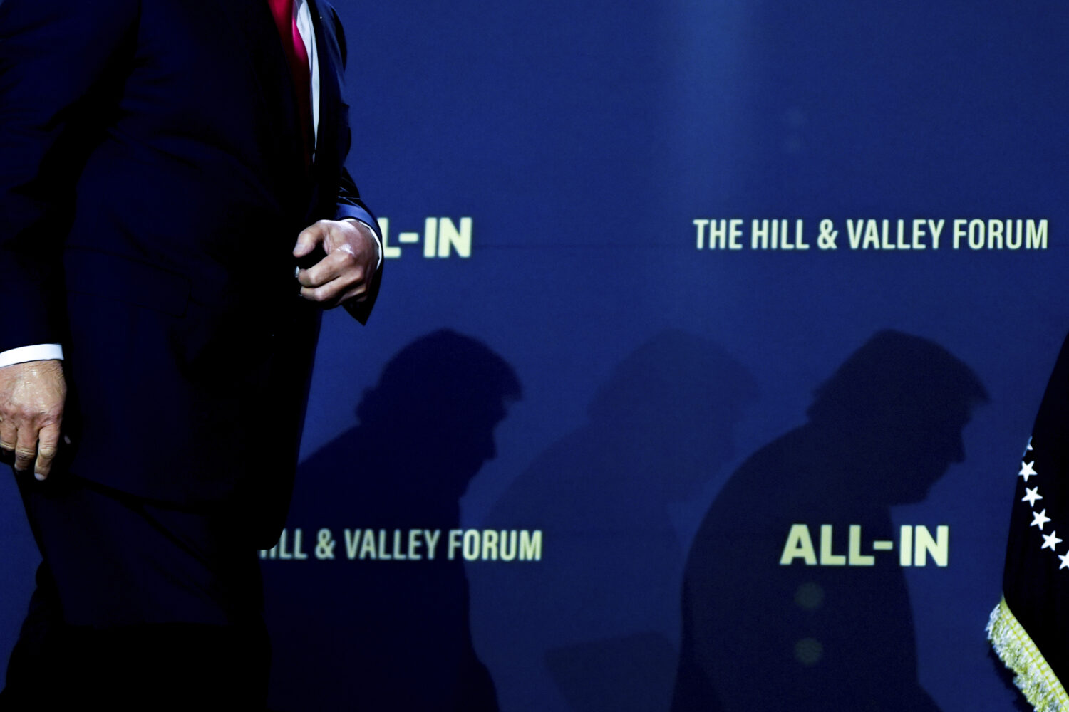 FILE - President Donald Trump walks to sign executive orders during an artificial intelligence summ...