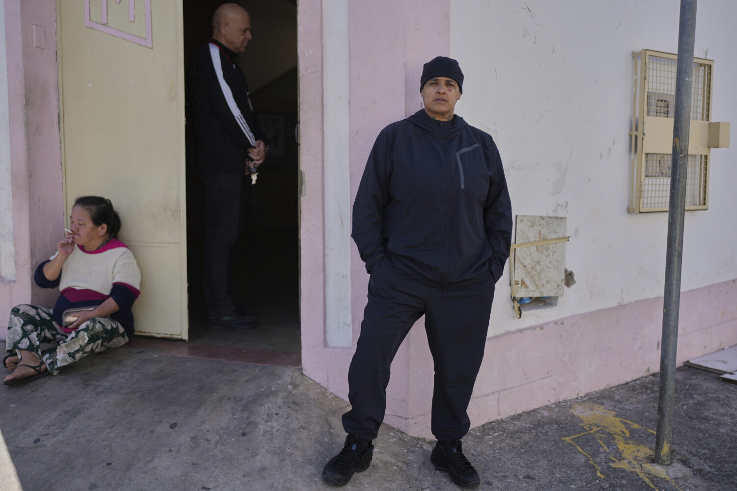 Maria Pires poses for a portrait at the shelter where she is staying in eastern Brazil, Sunday, Jun...