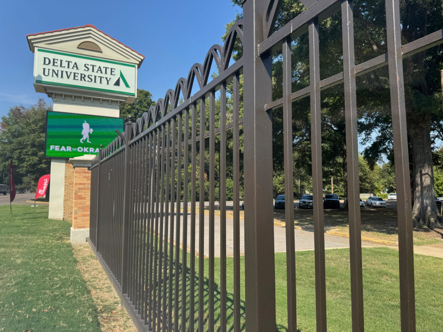 Delta State University sign on the campus grounds, Wednesday, Sept. 17, 2025 in Cleveland, Miss. (A...