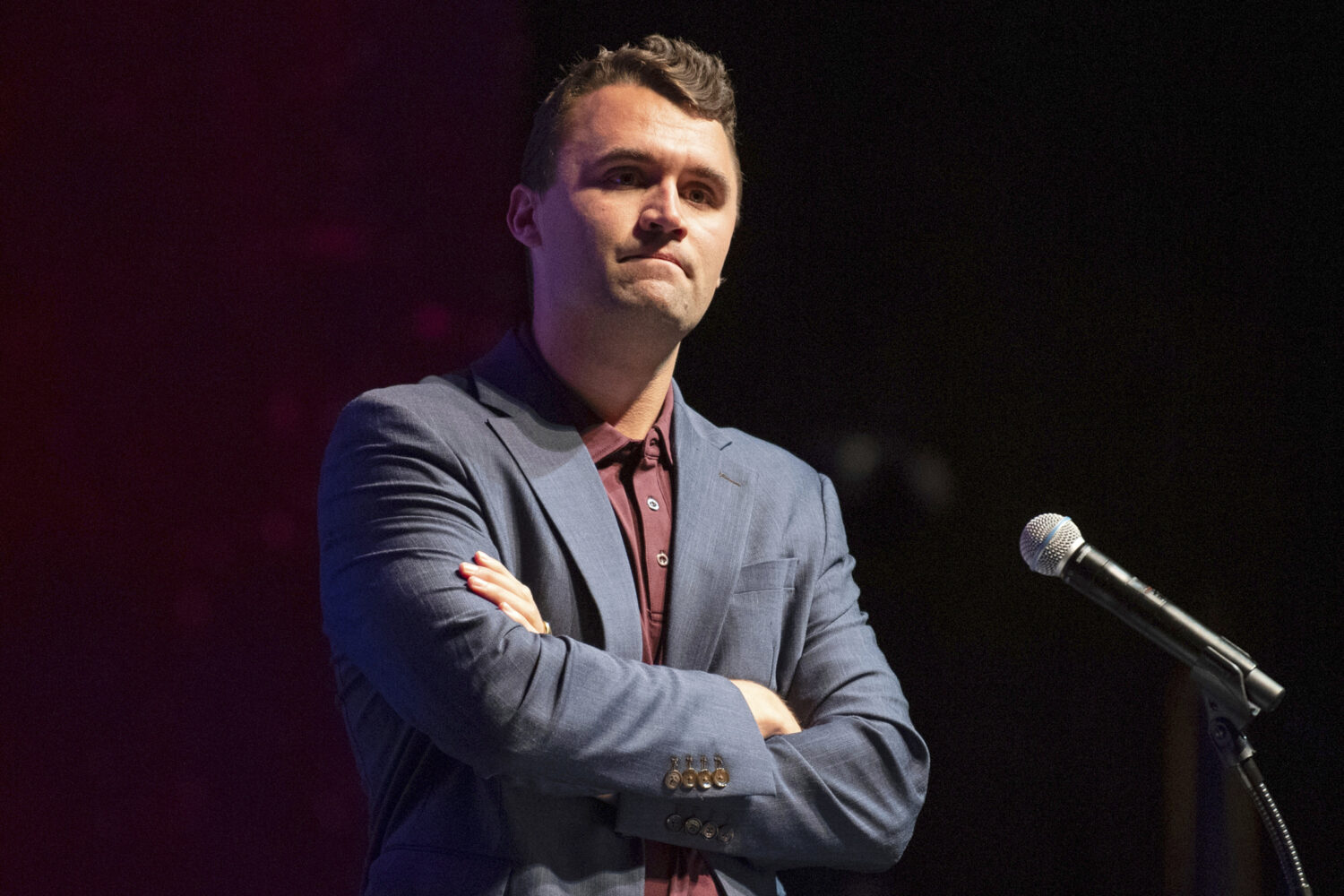 FILE - Charlie Kirk speaks at Texas A&M University as part of Turning Point USA's American Comeback...