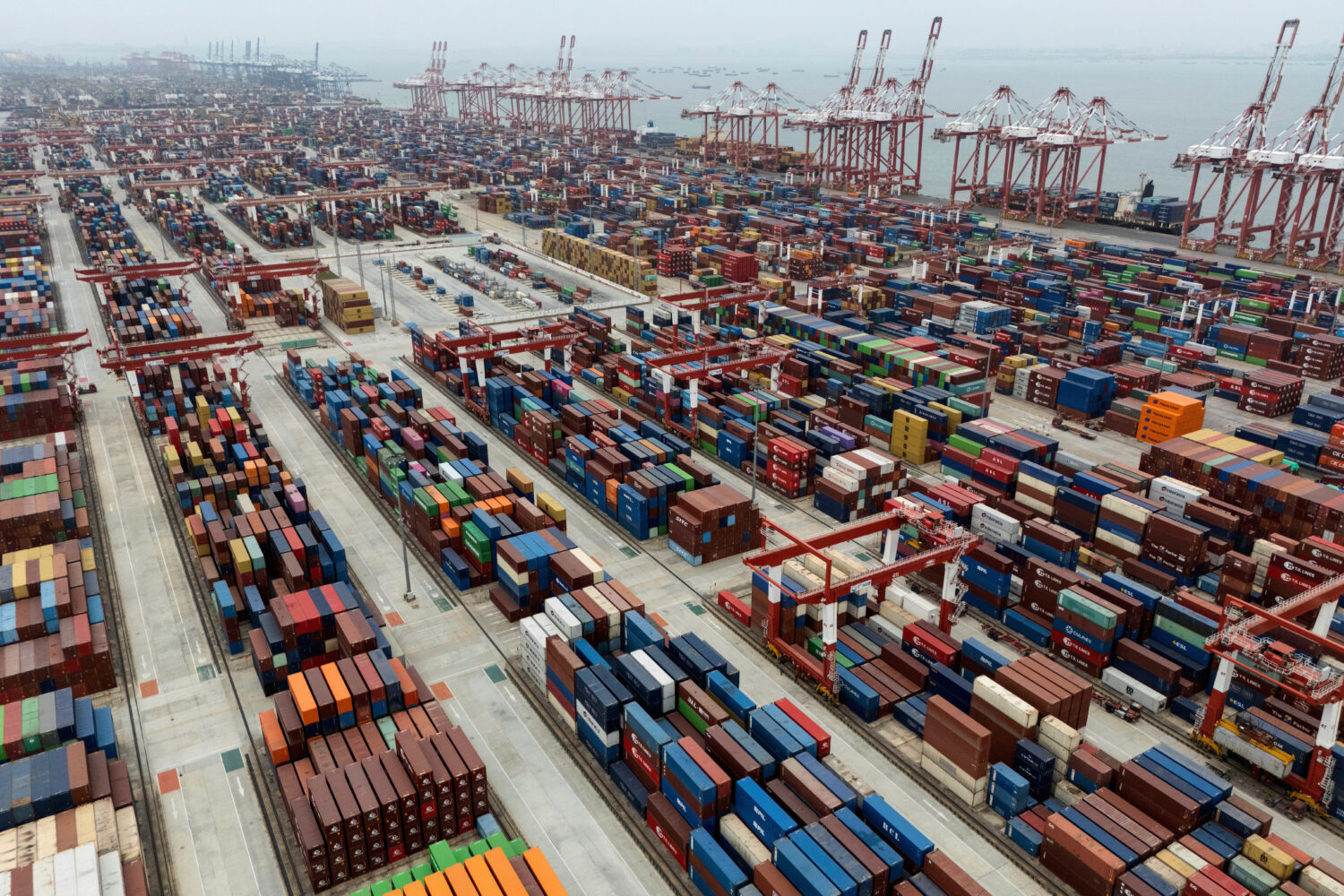 FILE - Shipping containers are seen ready for transport at the Guangzhou Port in the Nansha distric...
