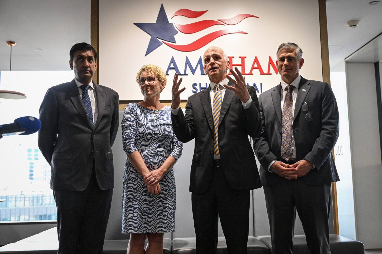 US Representative Adam Smith, second right, speaks as he stands next to Democratic member of House ...