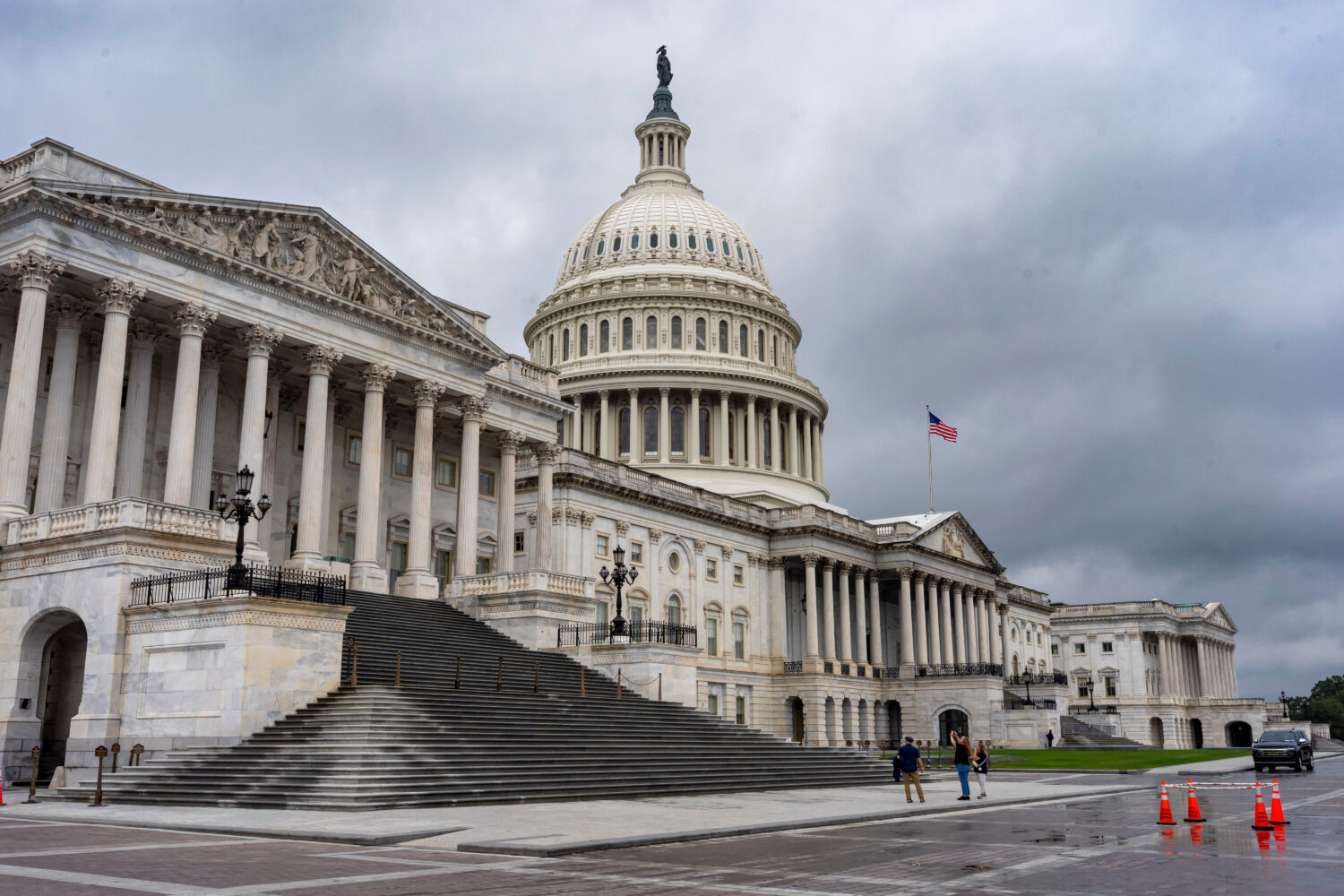 The Capitol is seen during rainy weather just days before federal money runs out which could trigge...