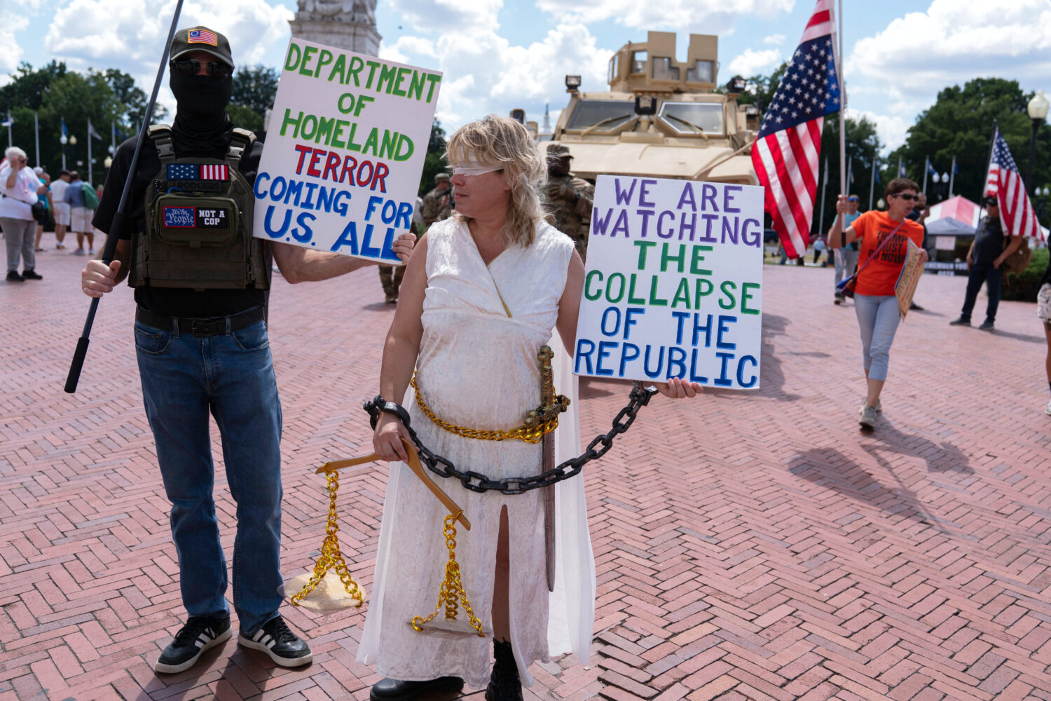 Demonstrators protest against President Donald Trump's use of federal law enforcement and National ...