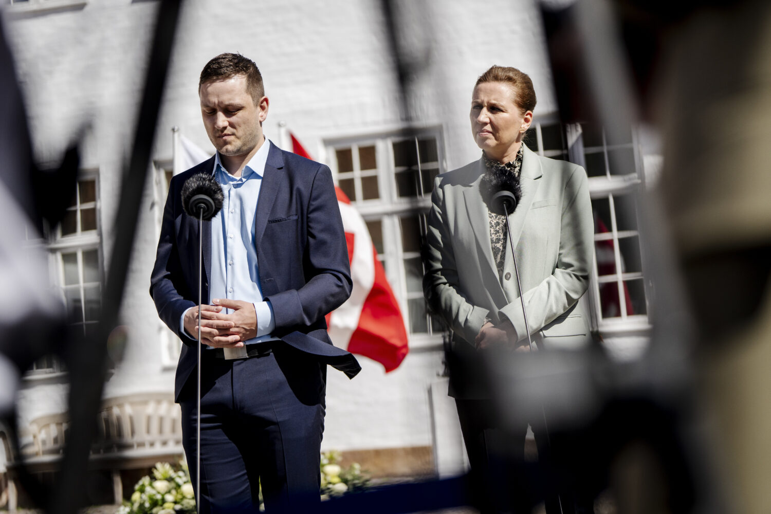 FILE - Denmark's Prime Minister Mette Frederiksen, right, and Greenland's Prime Minister Jens-Frede...